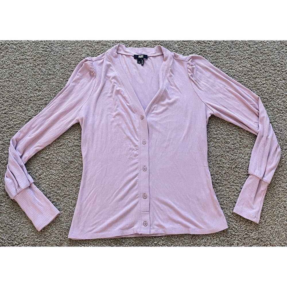 Paige Rayon Blend‎ Ribbed Cardigan Pink Size Medium Beach Lounge